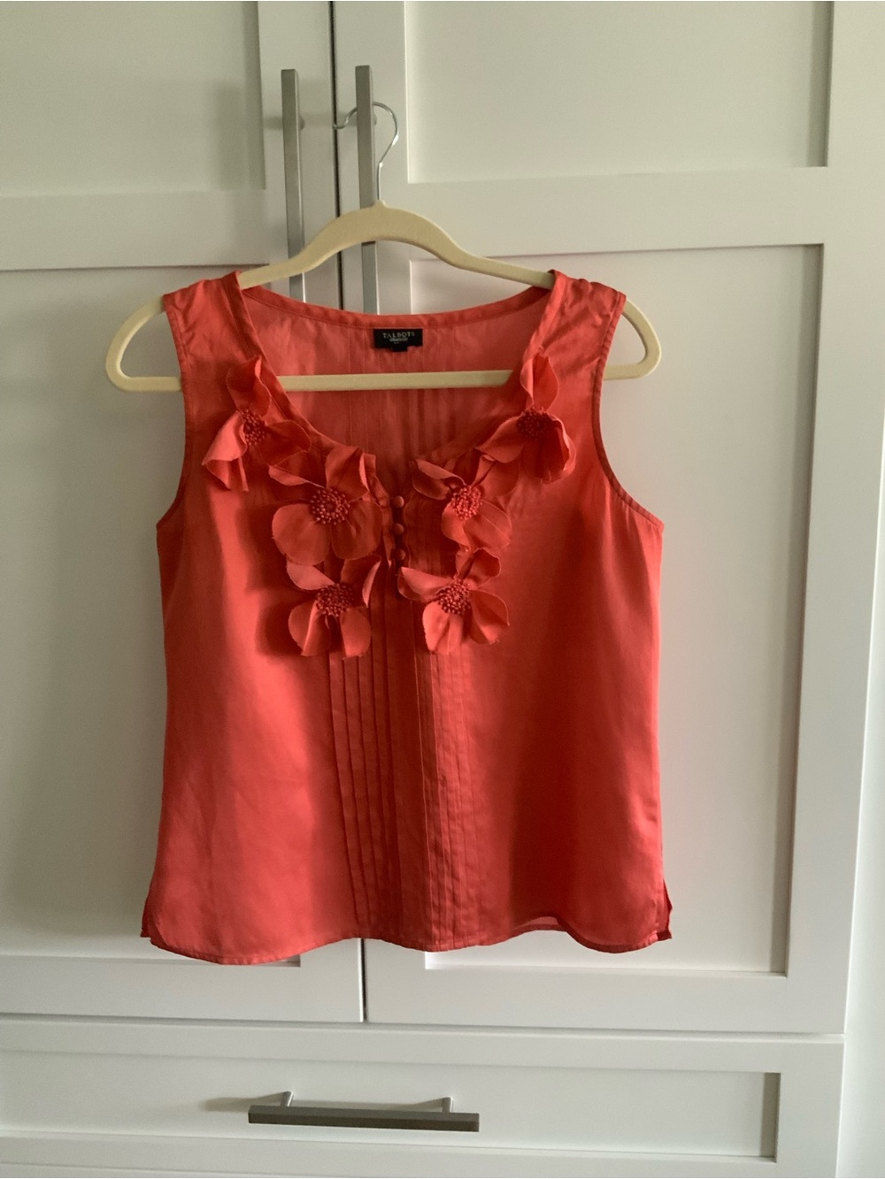 Talbots Coral Floral Appliqué Sleeveless Camisole